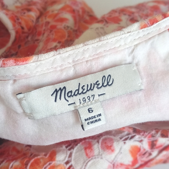 *Relisted* Madewell Women's Orange Floral Watercolor Painted Lacebloom Dress 6 - Picture 7 of 14